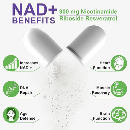Avanteur™ NAD+ Anti-Aging Capsules – 900mg Cellular Support Formula